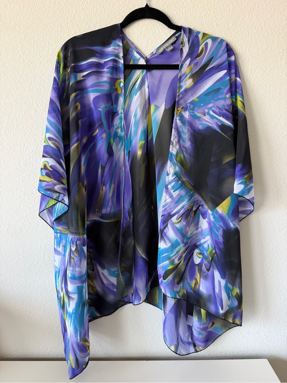 Kate&Mallory Kimono Duster Boho Festival Topper Cover Up Purple Resort Cardigan
